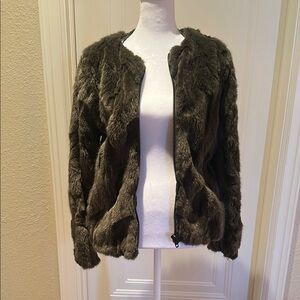 Women's Faux Fur Jacket - Dark Brown